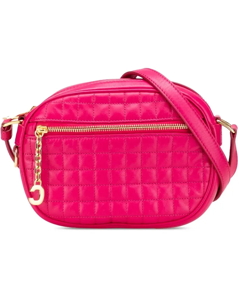 Celine Hobo Bags Quilted Calfskin C Charm Crossbody rosa Gold