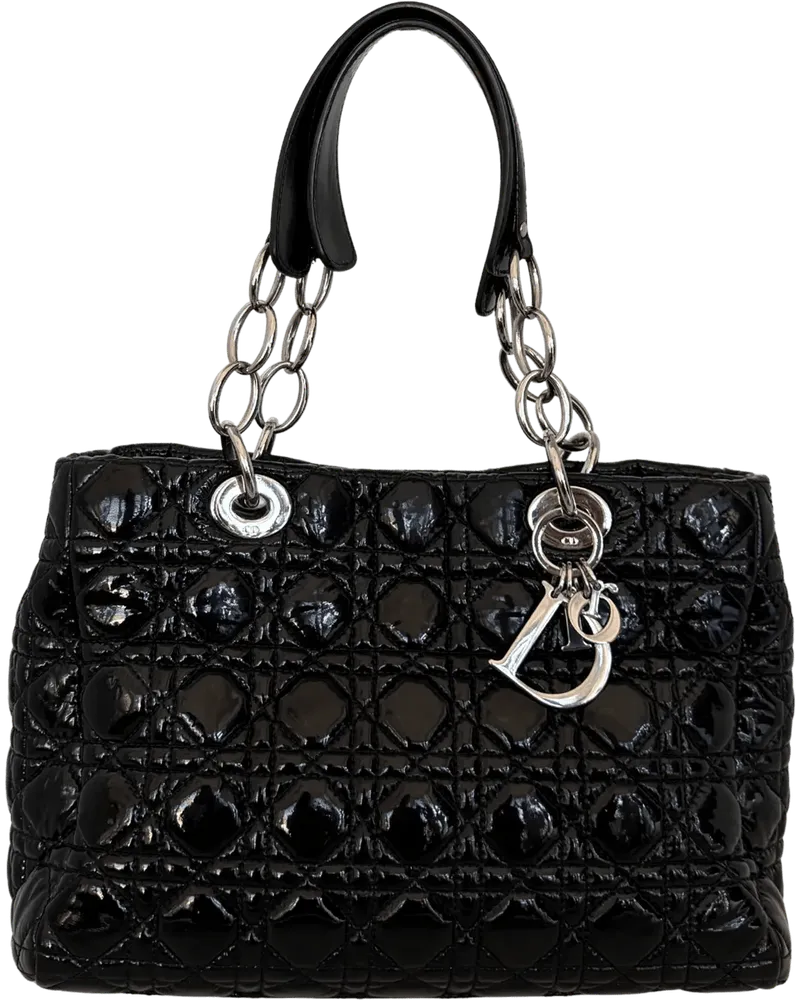 Dior Crossbody Bags  Soft Lady Dior Shopper Cannage Lack schwarz Schwarz