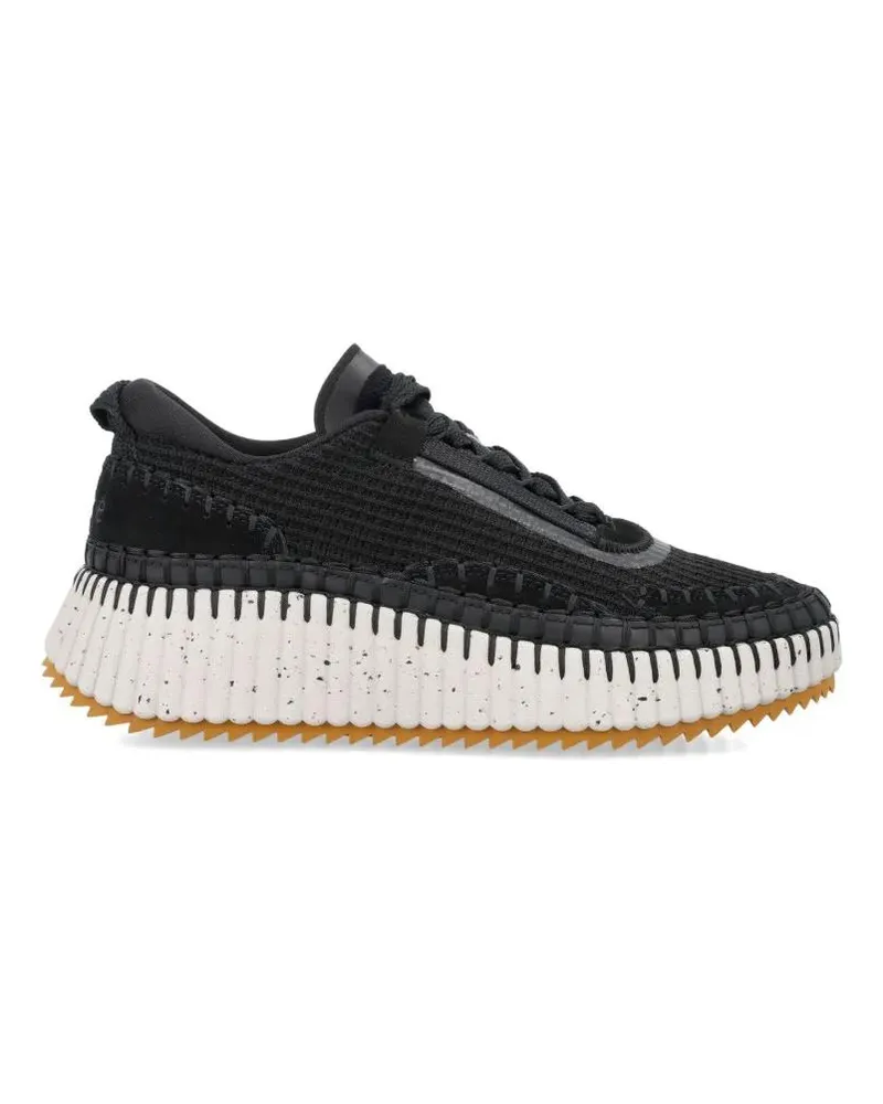 Chloé Low-Top Sneaker Hand-Stitched Mesh Sneakers With Contrasting Ridge schwarz Schwarz