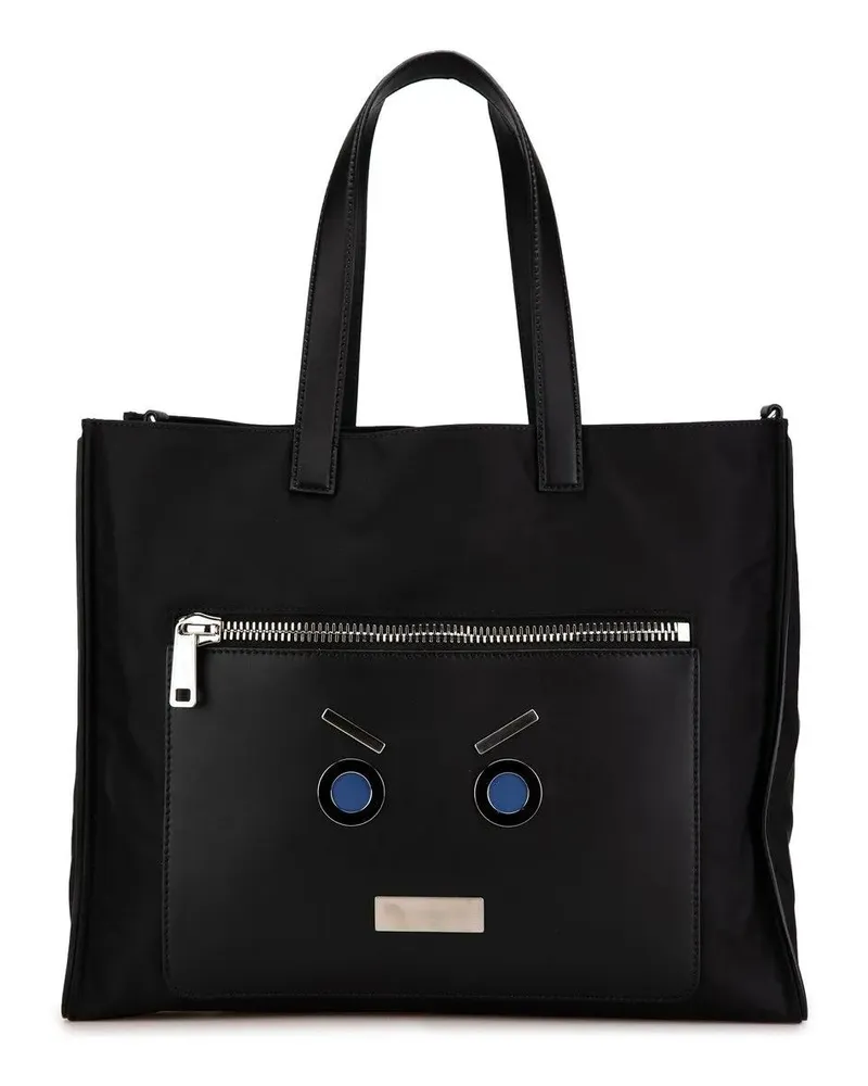 Fendi Hobo Bags 2000-2010 Large Nylon  Faces Tote schwarz Schwarz