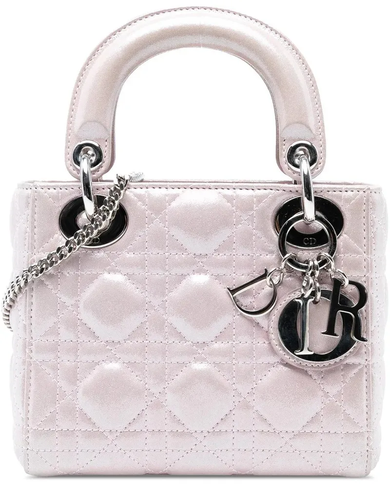 Dior Hobo Bags Mini Iridescent Lambskin Cannage Lady Dior rosa Gold