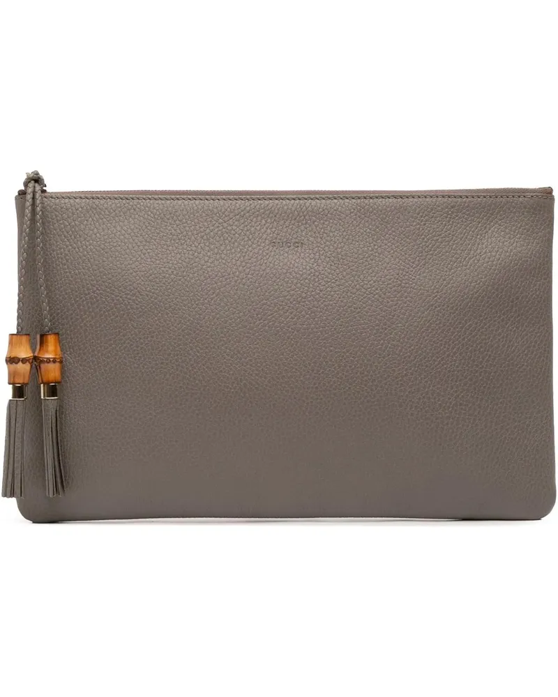 Gucci Clutches Calfskin Bamboo Tassel Clutch grau Grau