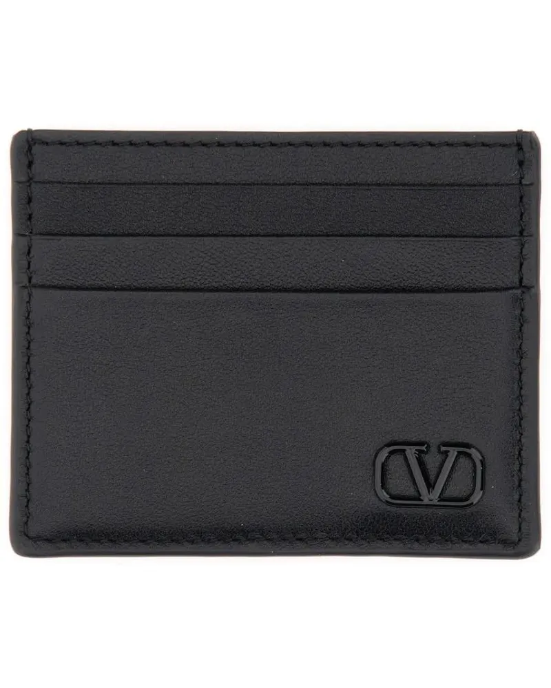 Valentino Garavani Portemonnaies Calfskin "Vlogo Signature" Card Holder schwarz Schwarz