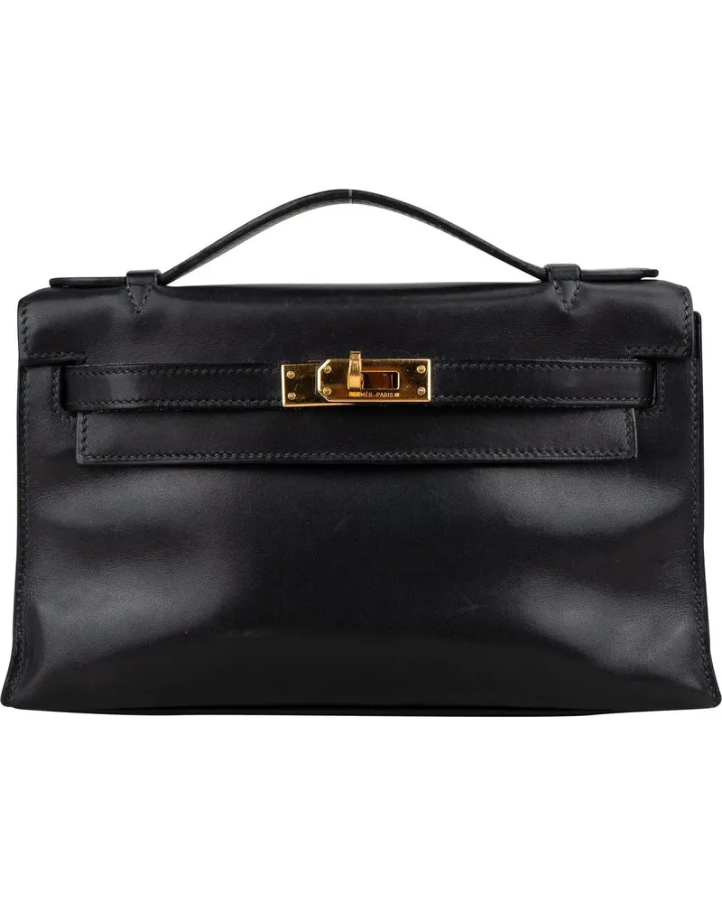 Hermès Crossbody Bags Hermes Noir Swift Leather Kelly Pochette Handbag schwarz Schwarz