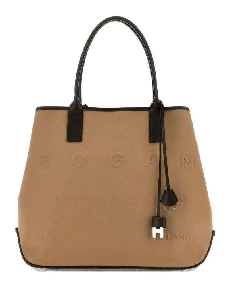 Hogan Shopper & Totes Shopper Bag In Beige Cotton-Calfskin Blend braun Braun