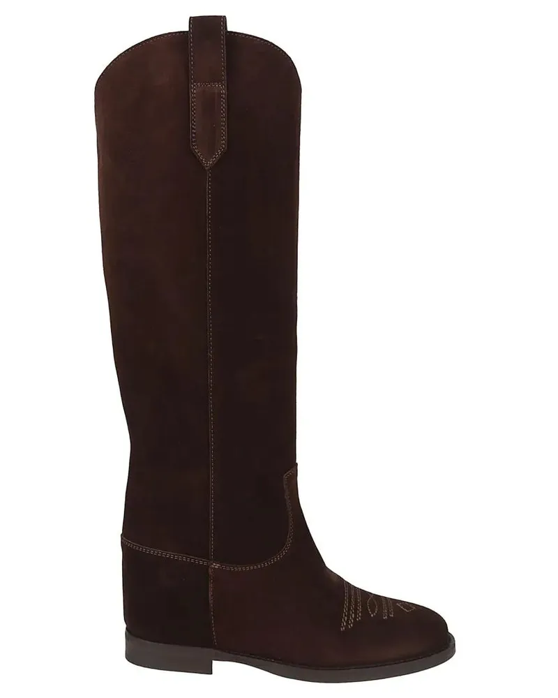 Via Roma 15 Stiefel Tall Suede Boots With Internal Wedge braun Braun