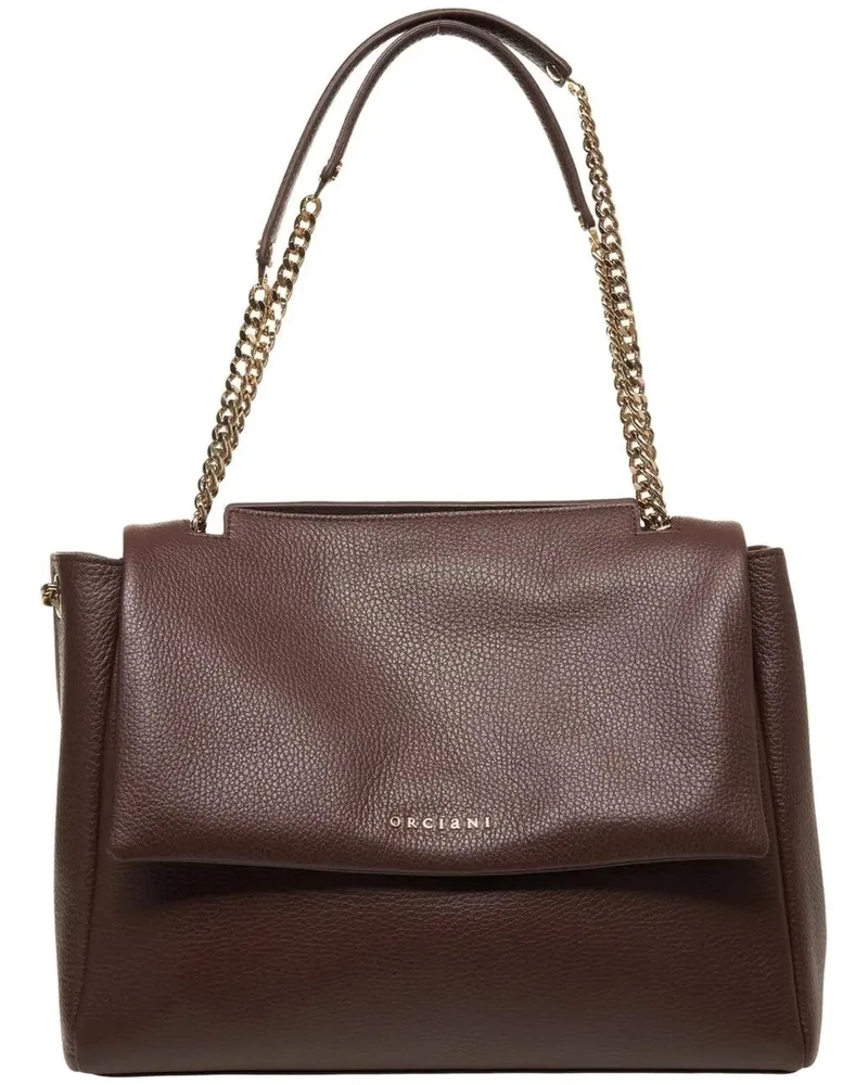 Orciani Hobo Bags Grained leather shoulder bag braun Braun