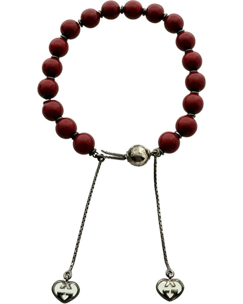 Gucci Armband  San Valentino Sterling Silver Wooden Bead Br red Rot