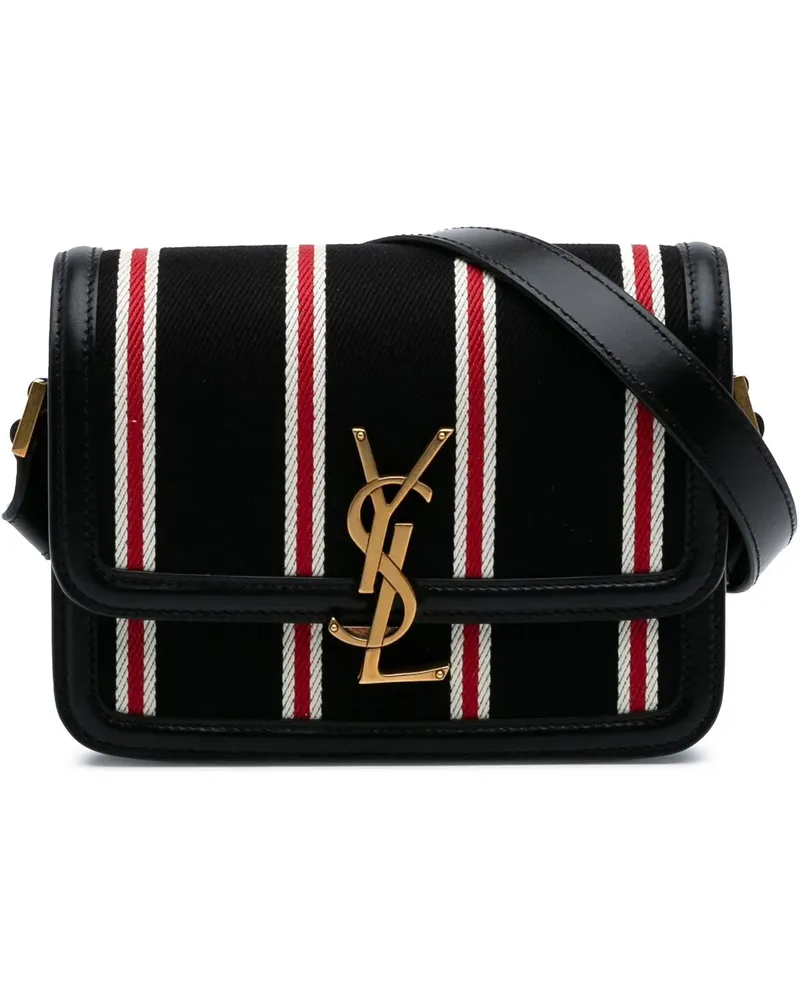Saint Laurent Hobo Bags 2021 Small Canvas Striped Solferino Satchel In Box rot Rot