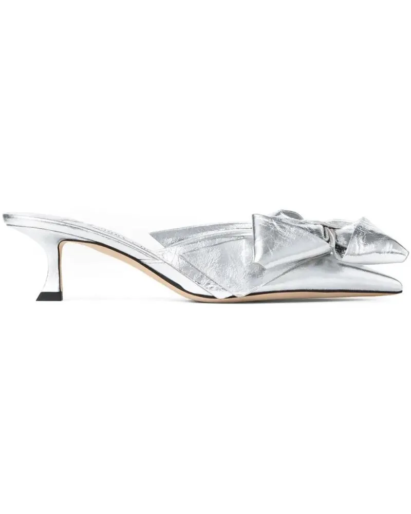 Jimmy Choo Sandalen Pointed Toe Sandals With Bow Detail And Kitten Hee weiß Weiß
