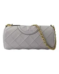 Tory Burch Shopper Fleming Soft Barrel Bag - Leather - Grey Grau