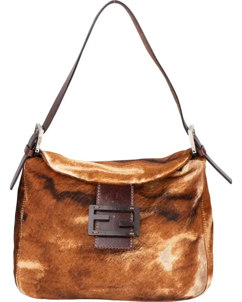 Fendi Crossbody Bags  FF Fur Baguette Handbag bunt Bunt