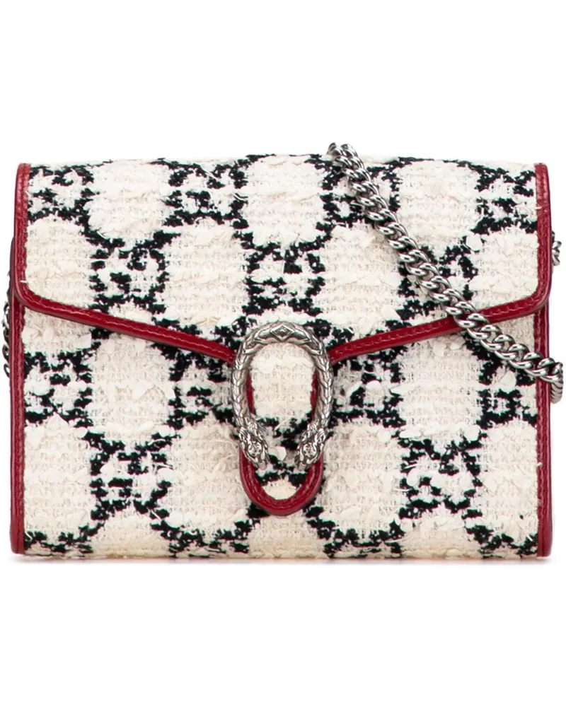 Gucci Hobo Bags Mini GG Tweed Dionysus Wallet on Chain weiß Weiß