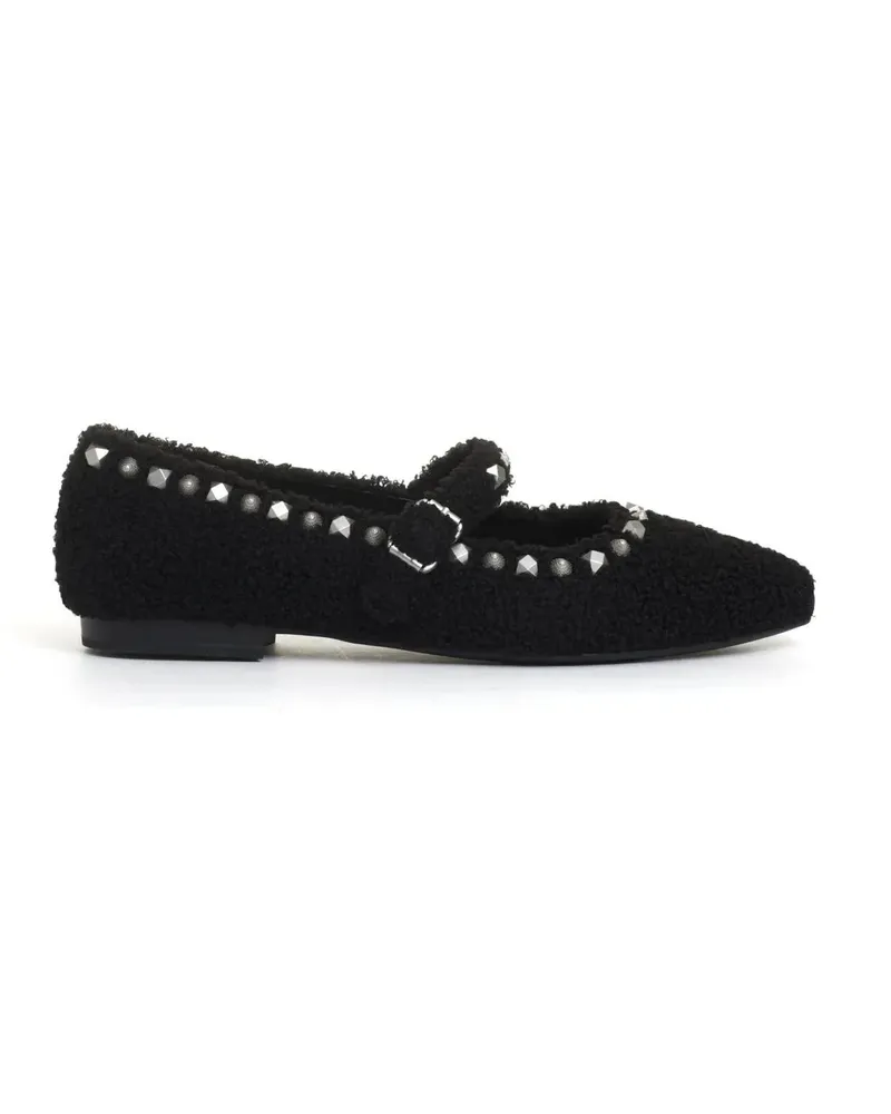 ash Ballerina Ecofur Ballet Flats With Ankle Strap And schwarz Schwarz