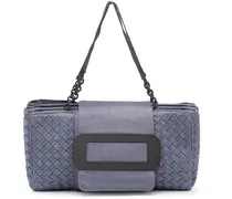 Crossbody Bags Canvas Intrecciato Buckle Flap Handbag blau
