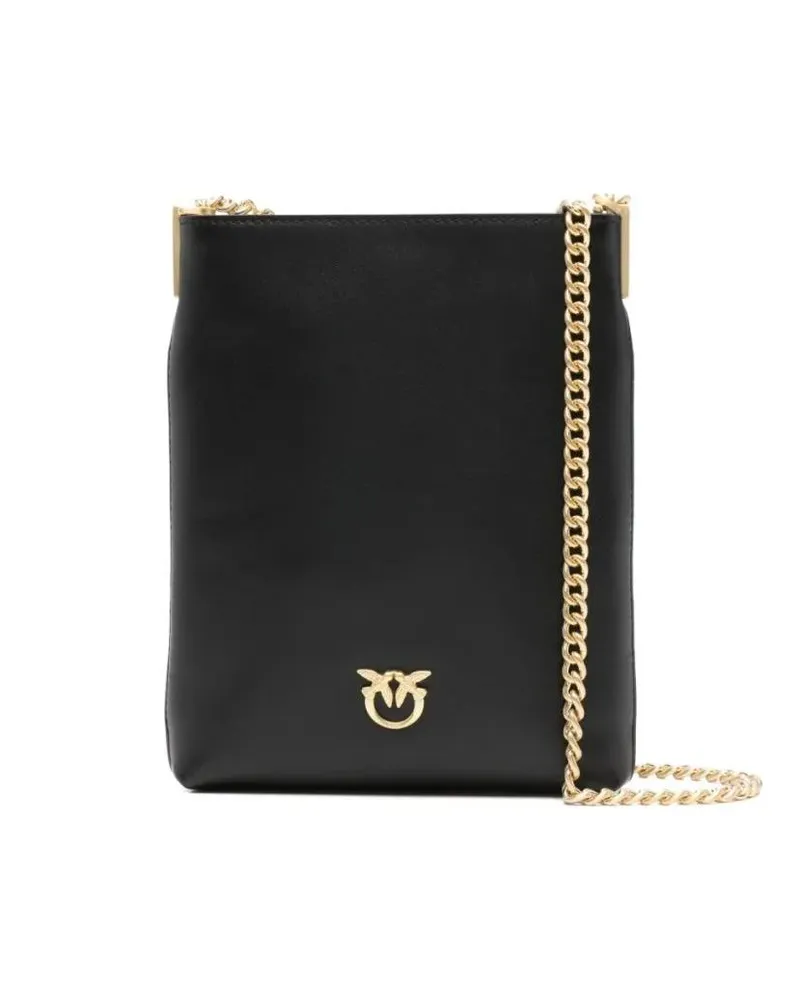 Pinko Clutches Rectangular Calfskin Clutch With Gold-Tone Chain schwarz Schwarz