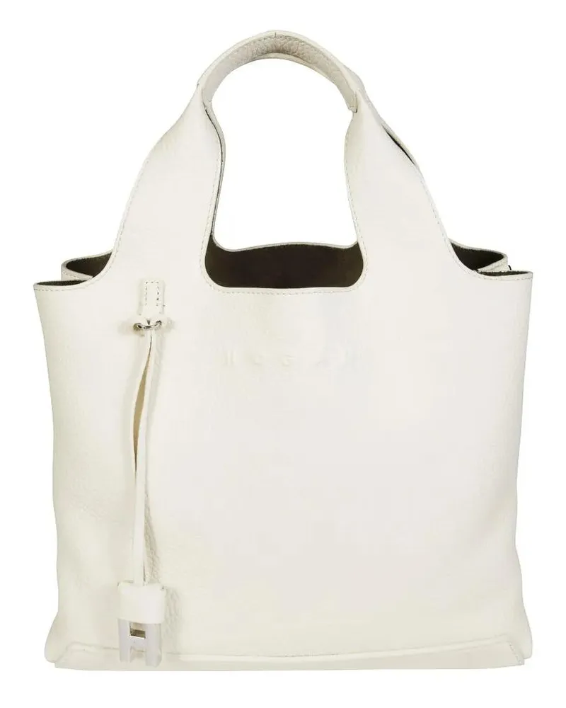 Hogan Shopper & Totes Structured White Shoulder Bag With Textured Finish beige Beige