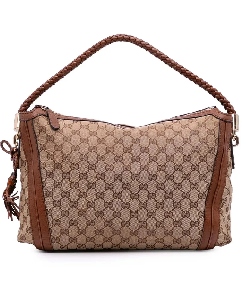 Gucci Hobo Bags Medium GG Canvas Bella Shoulder Bag braun Braun