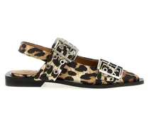Hohe Schuhe 'Leopard Satin Feminine Buckle' Slingback braun