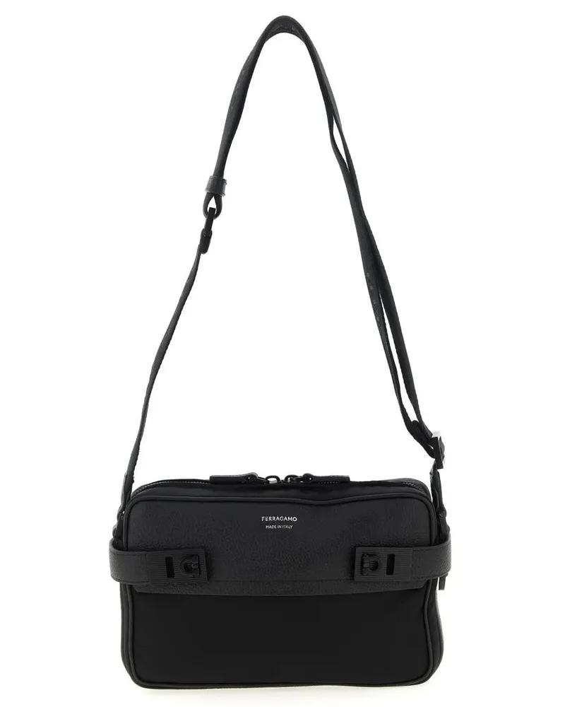 Ferragamo Hobo Bags 'Twins Nylon' Crossbody Bag schwarz Schwarz