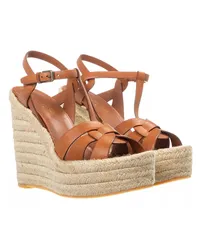 Saint Laurent Sandalen & Sandaletten Tribute Wedge Espadrilles Cognacbraun