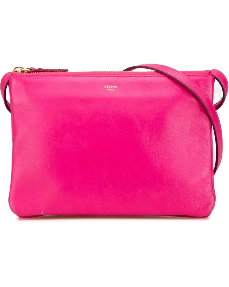 Celine Hobo Bags Small Lambskin Trio Crossbody rosa Gold