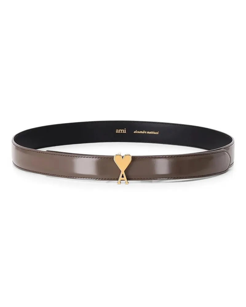 AMI Paris Gürtel Refined Brown Calfskin Belt With Heart-Shaped Buck braun Braun