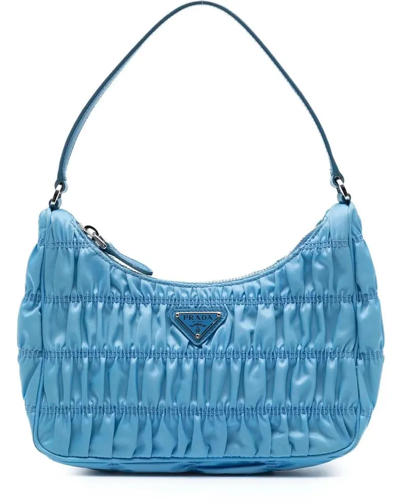 Prada Hobo Bags Tessuto Gaufre Re Edition Shoulder Bag blau Blau