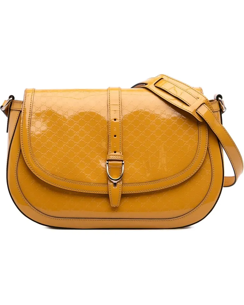 Gucci Hobo Bags Microssima Patent Stirrup Crossbody gelb Gelb