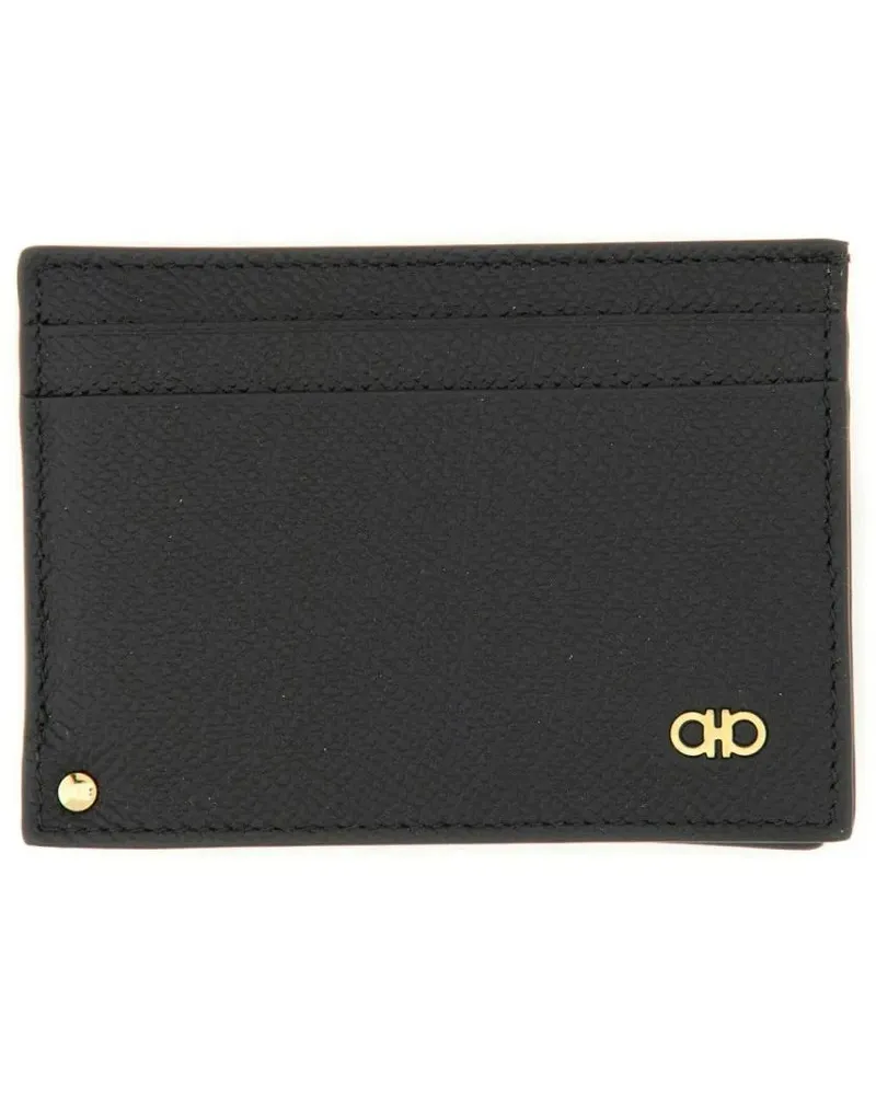 Ferragamo Portemonnaies Card Holder "Hooks" schwarz Schwarz
