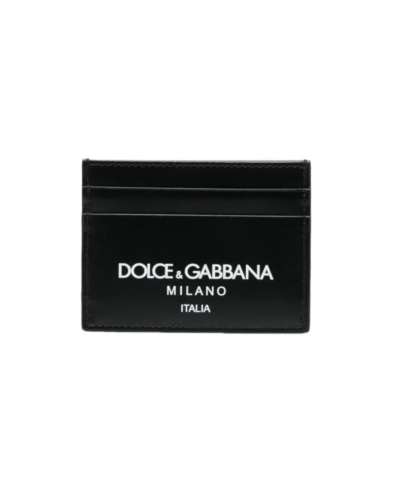 Dolce & Gabbana Portemonnaies Rectangular Black Calf Leather Card Holder schwarz Schwarz