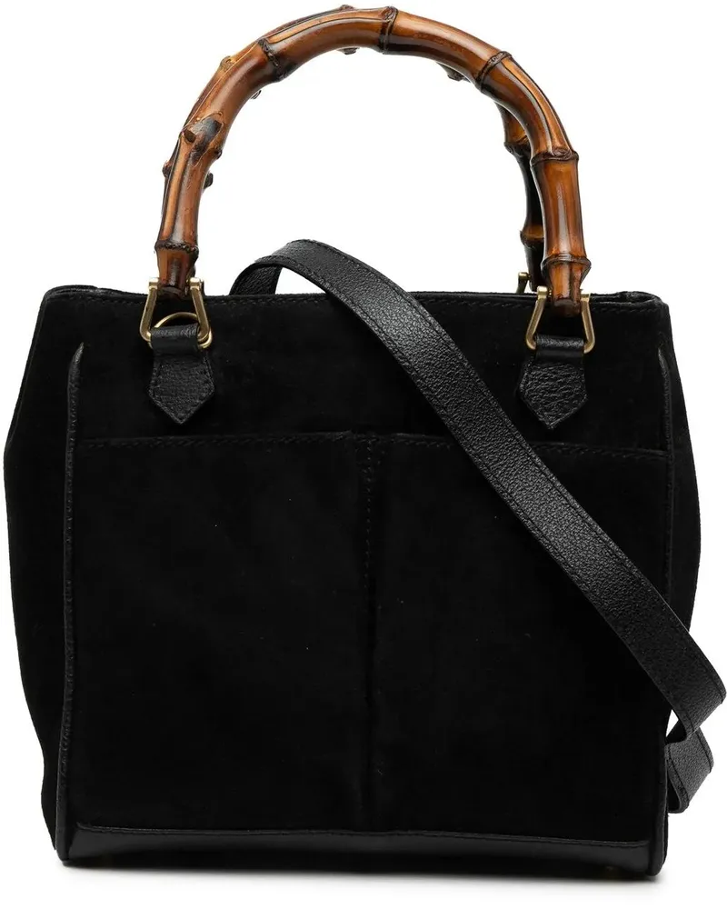 Gucci Hobo Bags Suede Bamboo Satchel schwarz Schwarz