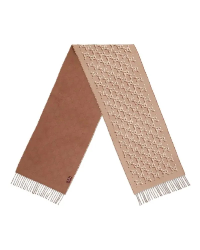 Gucci Tücher & Schals Textured Brown Wool Scarf With Fringed Edges braun Braun