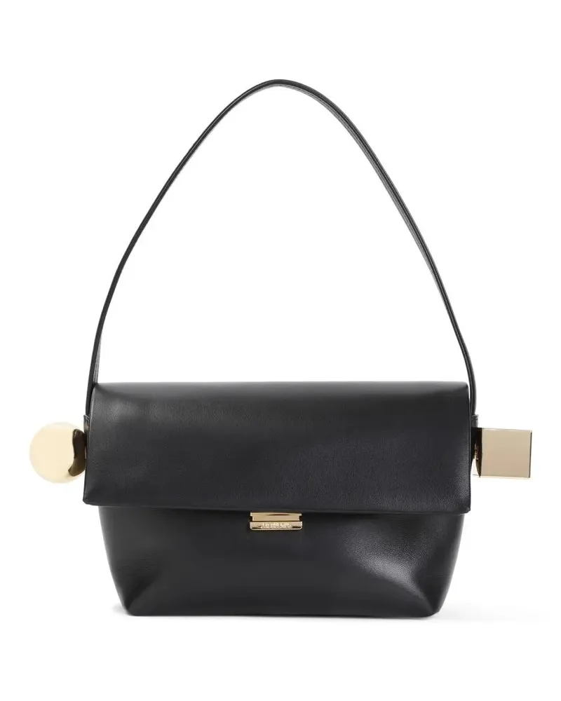 Jacquemus Hobo Bags Black Lamb Leather Le Rond Carre Handbag schwarz Schwarz