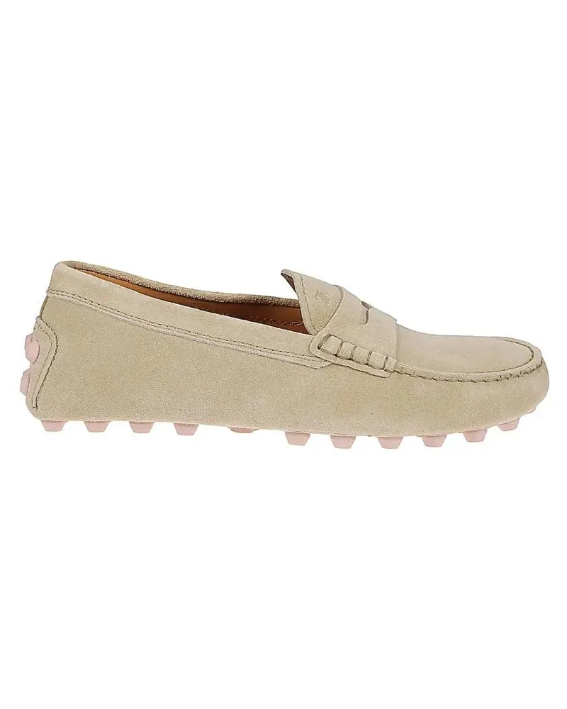 TOD'S Slip-On Leather Moccasin Shoes With Rounded Toe beige Beige