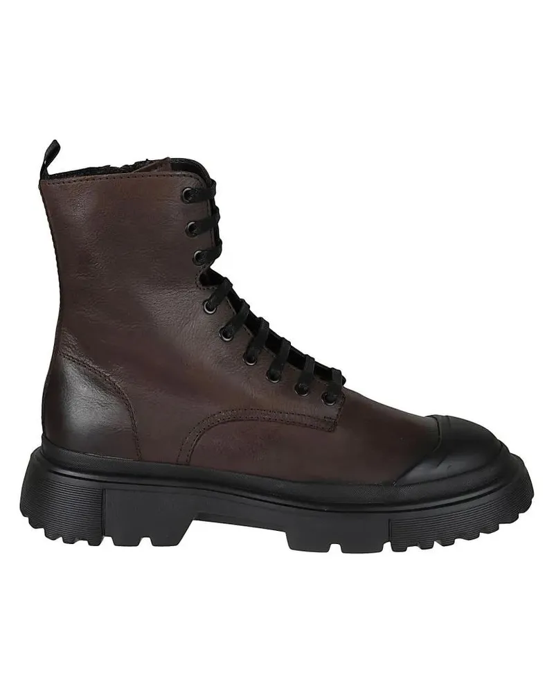 Hogan Stiefel Ankle-High Brown Leather Boots schwarz Schwarz
