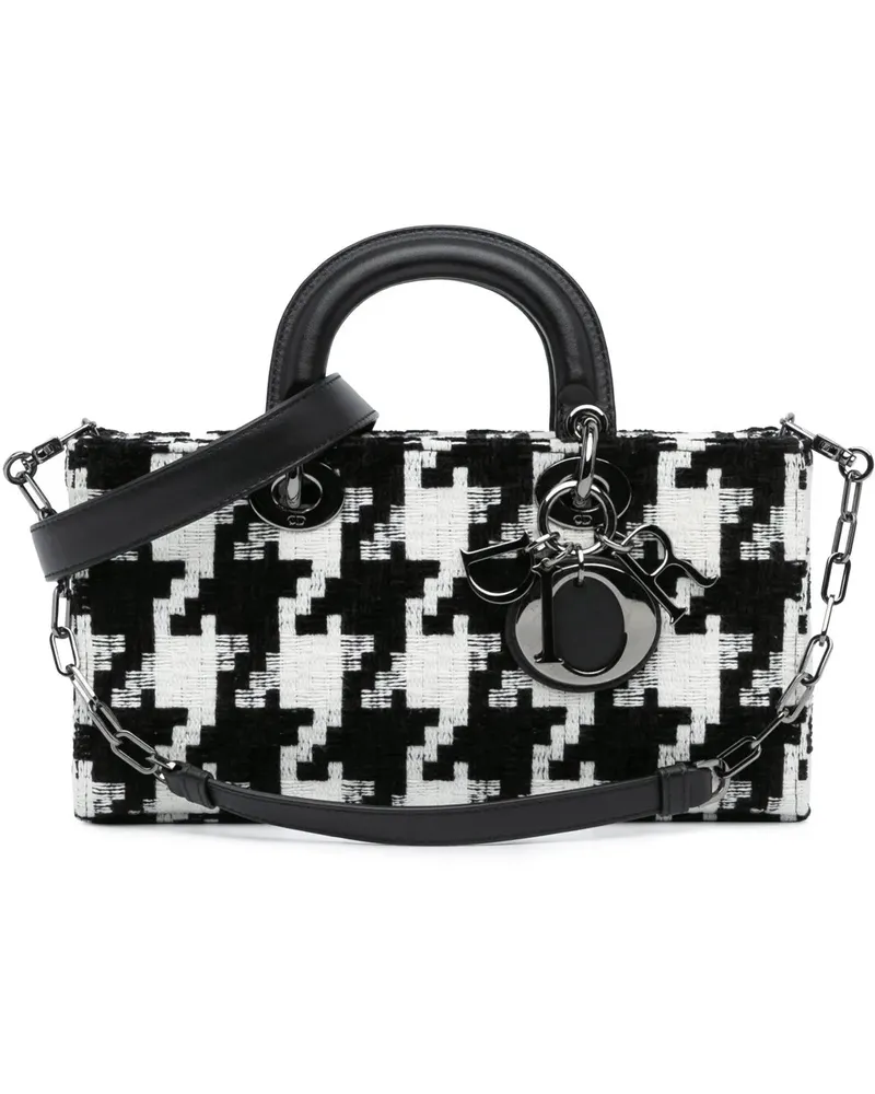 Dior Hobo Bags 2022 Medium Canvas Macro Houndstooth Lady D Joy schwarz Schwarz