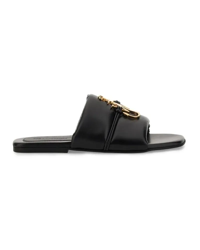 J.W.Anderson Sandalen Slide Sandal With Gold-Tone Logo Embellishment schwarz Schwarz