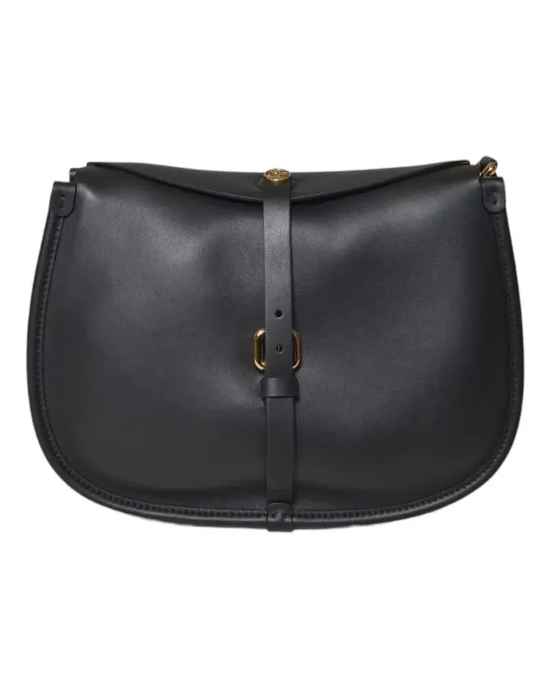 Etro Hobo Bags Curved Silhouette Black Leather Bag With Gold-Tone schwarz Schwarz