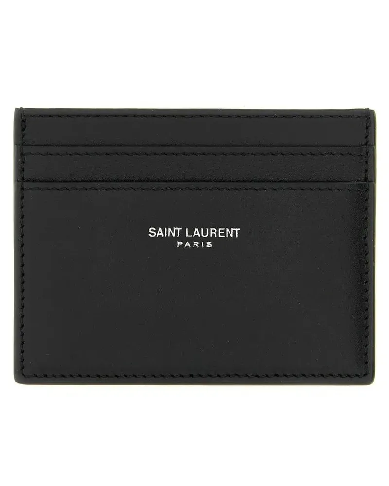 Saint Laurent Portemonnaies Logo Card Holder schwarz Schwarz
