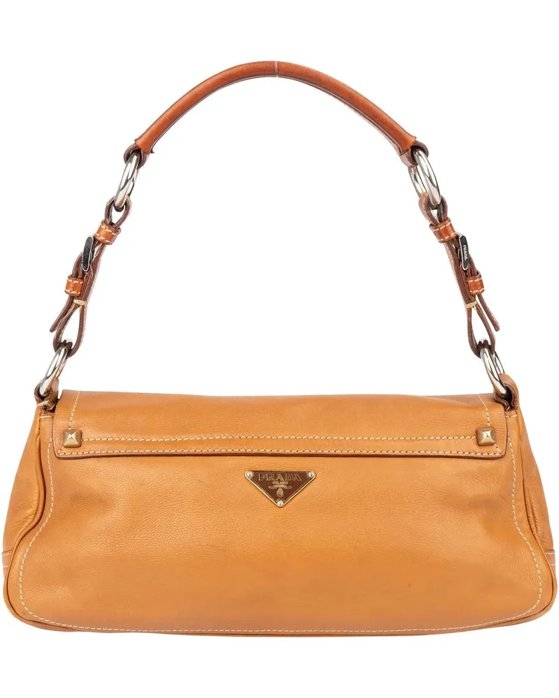 Prada Crossbody Bags  Brown Leather Triangle Baguette Shoulder Bag braun Braun