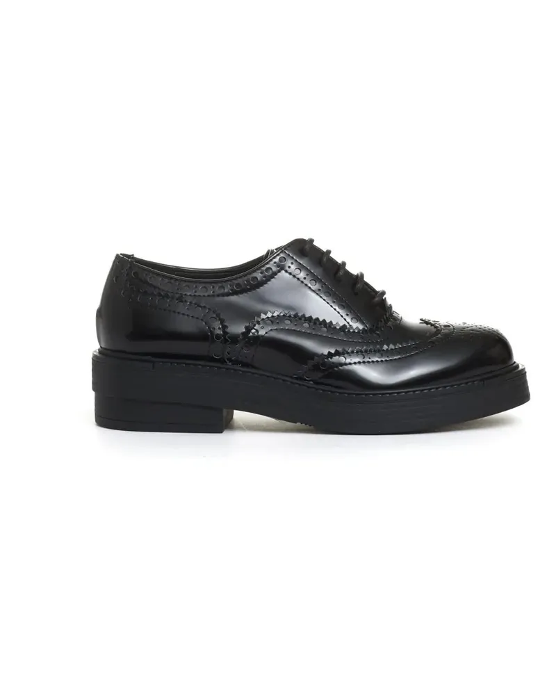 Strategia / JFK Lace-Up Shoe with Perforated Detailing and Rubber schwarz Schwarz