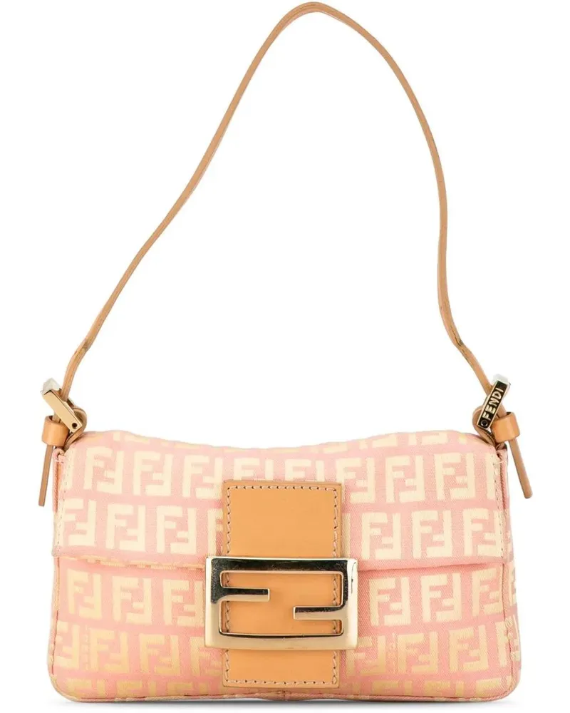 Fendi Hobo Bags 2000-2010 Mini Zucchino Canvas Baguette rosa Gold