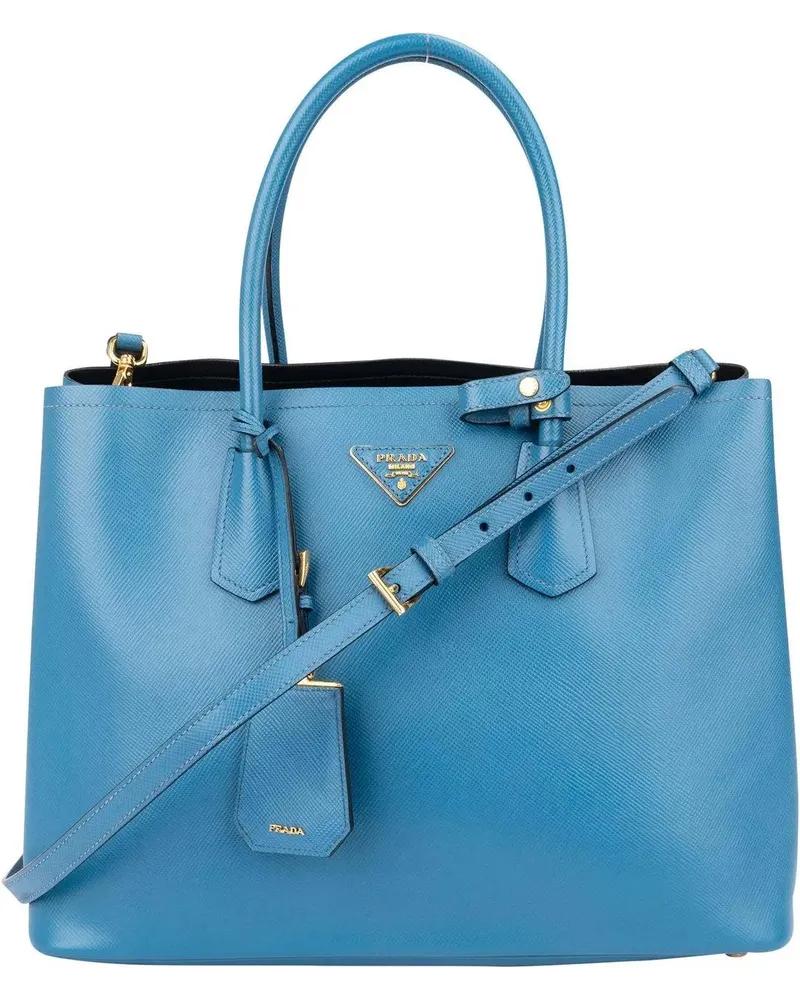 Prada Crossbody Bags  Blue Saffiano Leather Double Handbag blau Blau