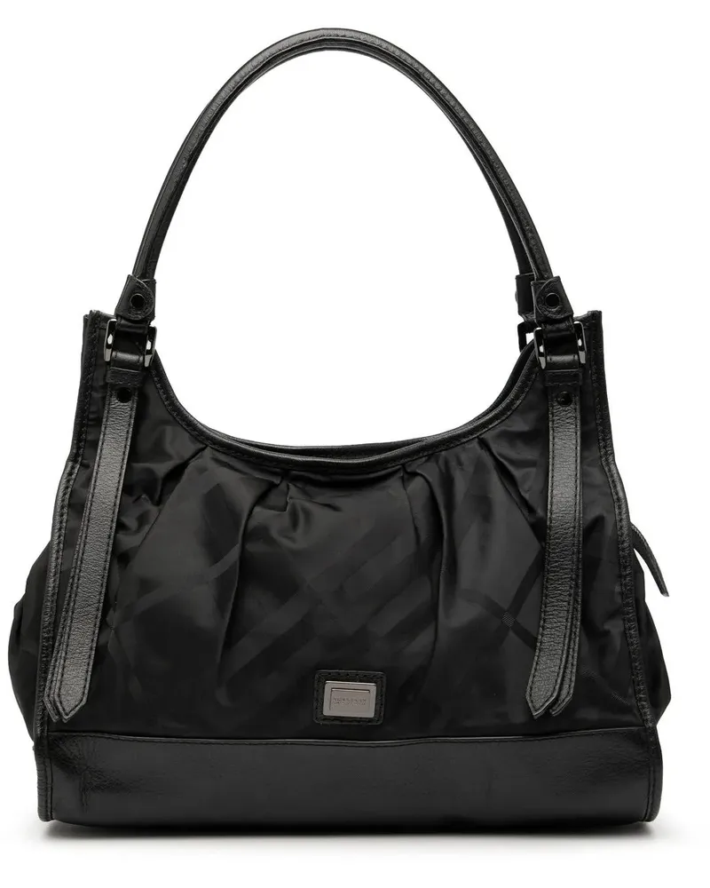 Burberry Hobo Bags Tonal Check Nylon Shoulder Bag schwarz Schwarz