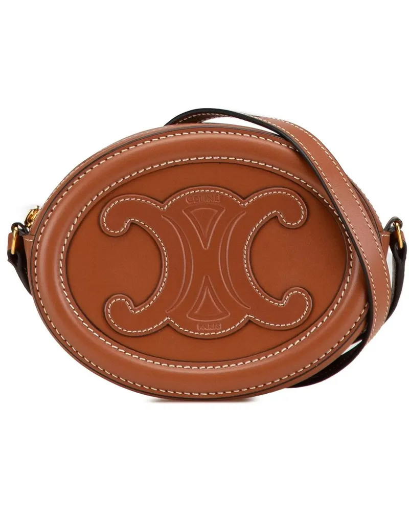 Celine Hobo Bags 2022 Small Calfskin Cuir Triomphe Oval Crossbody braun Braun