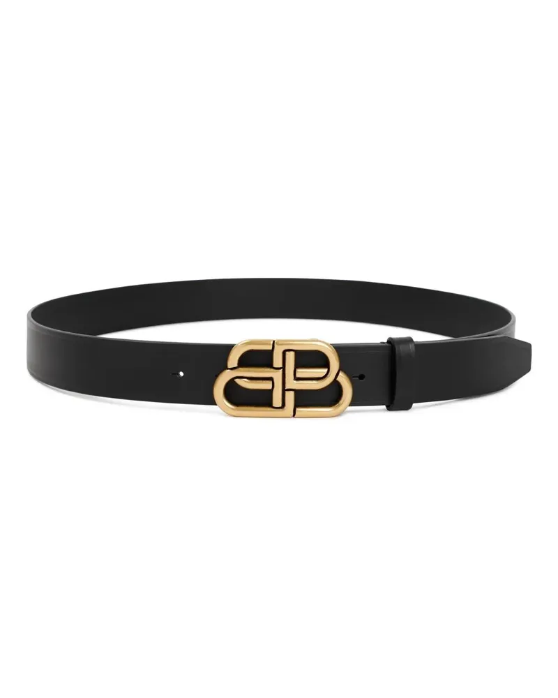 Balenciaga Gürtel Black Leather Bb Belt schwarz Schwarz