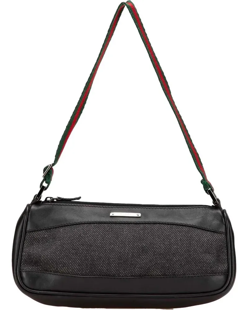 Gucci Hobo Bags 2000-2015 Web Denim Shoulder Bag schwarz Schwarz