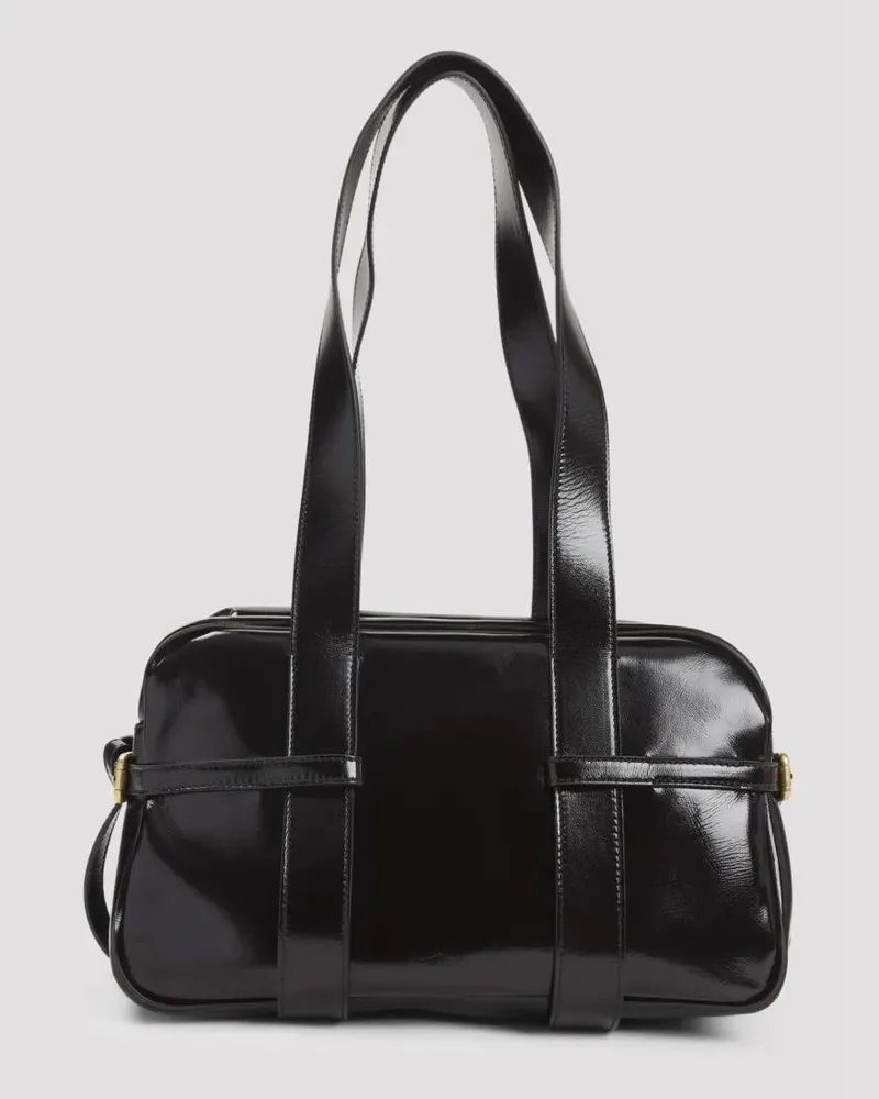 Dries van Noten Hobo Bags Ruby Red Leather Medium Bowling Shoulder Bag schwarz Schwarz