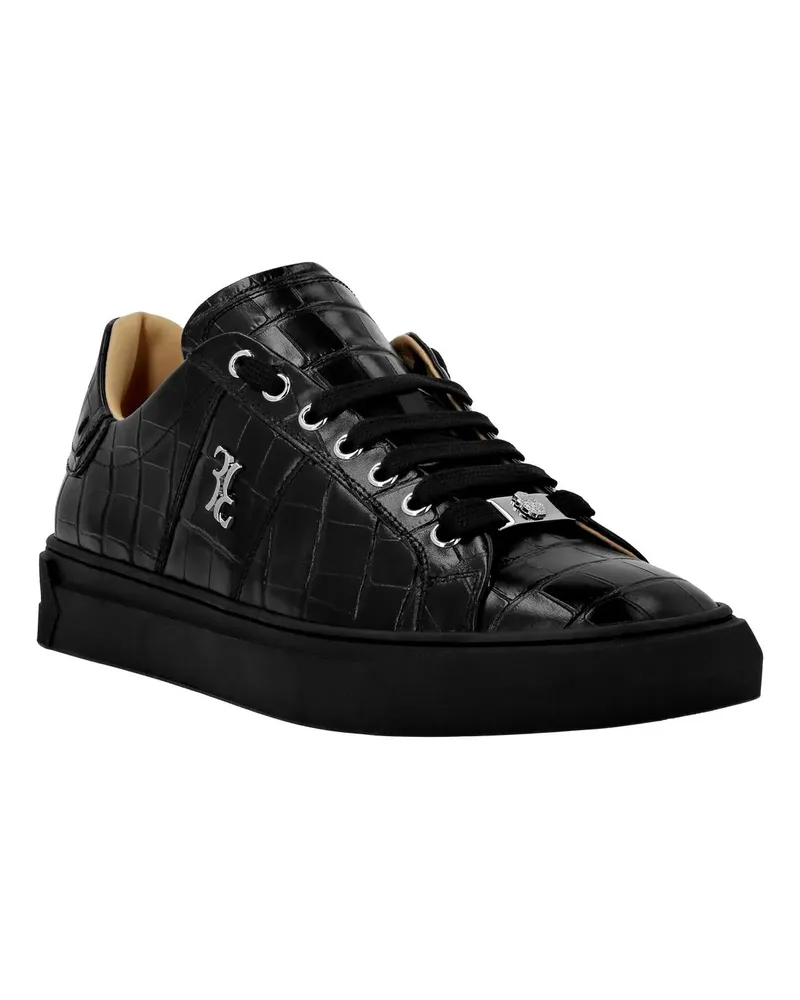 Billionaire Low-Top Sneaker Low-Top Turnschuhe Crocco Print schwarz Schwarz